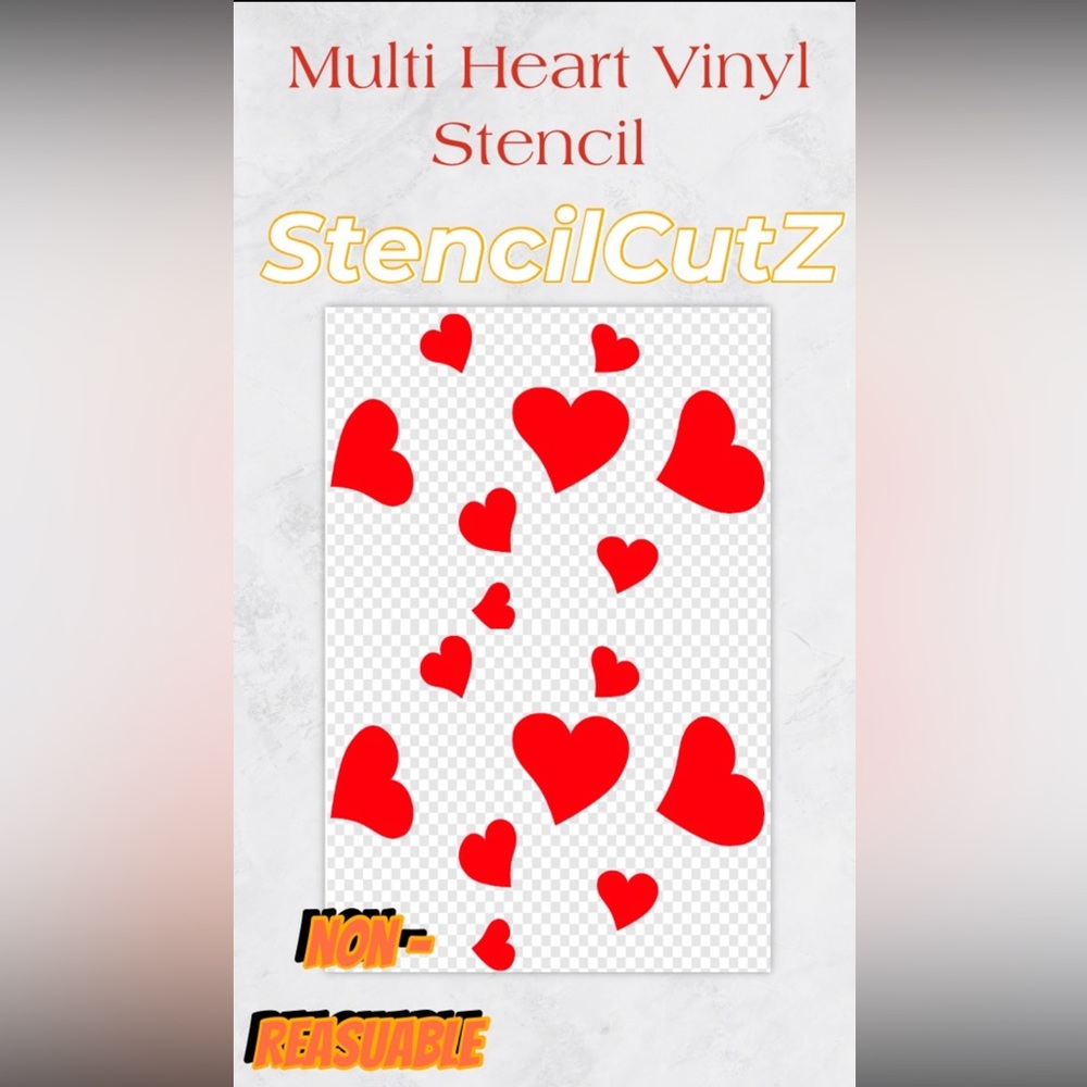 Multi Heart Vinyl Stencil